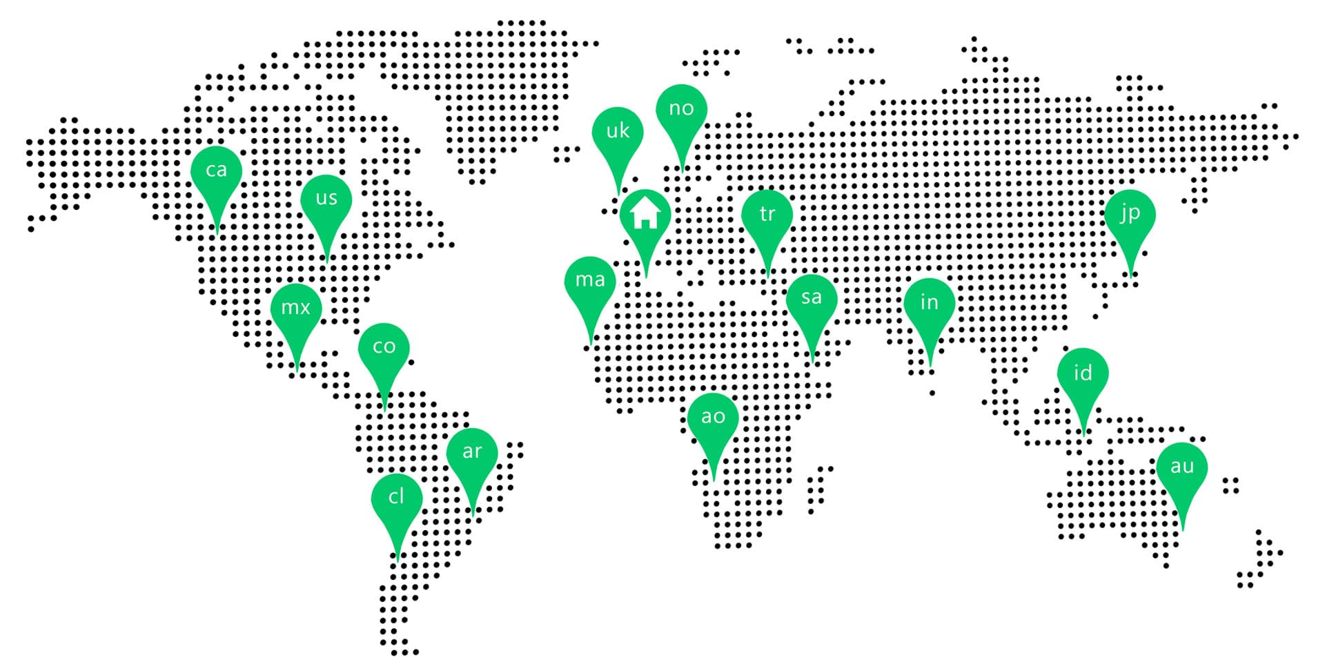 Mapa de expansão internacional de Upplication